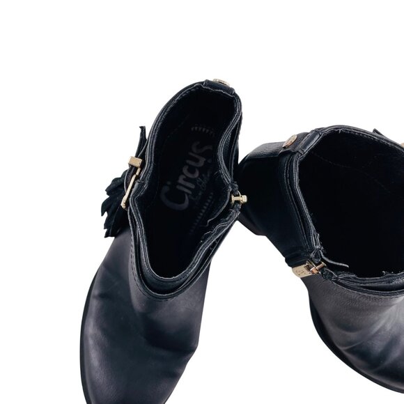 Circus by Sam Edelman Women's Ankle Boots size 6.5 Black Faux Leather Fringe - Picture 2 of 5